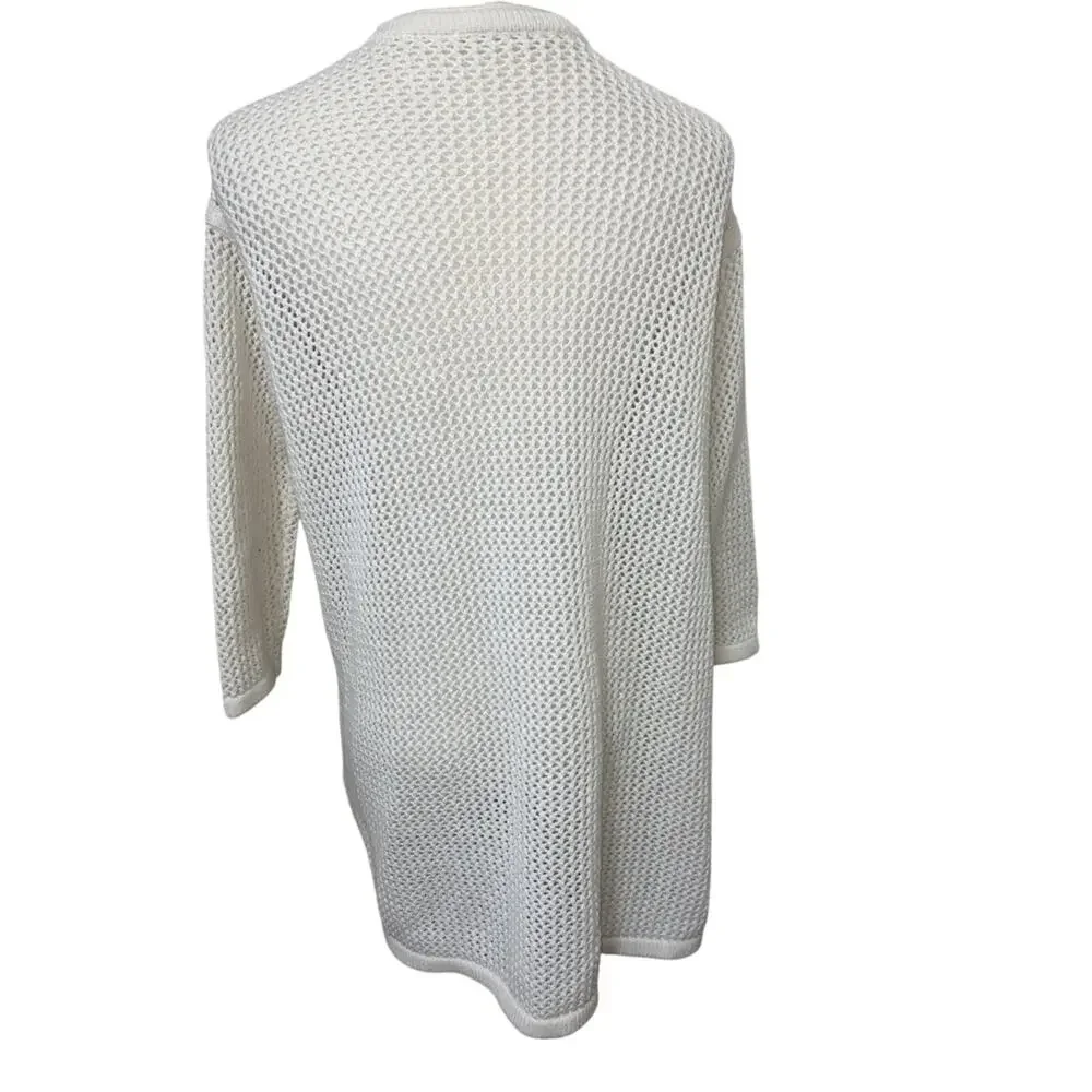 MARINE LAYER Remy Long Open Front Knit Cardigan Cream SZ XS/SM - Picture 4 of 9